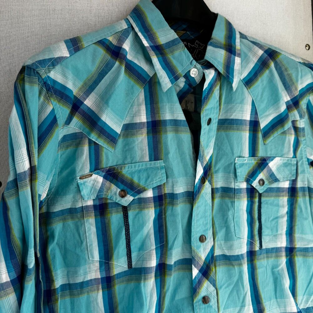 Tin Haul Men's Medium Plaid Western Snap Shirt - Long Sleeve Cowboy Style